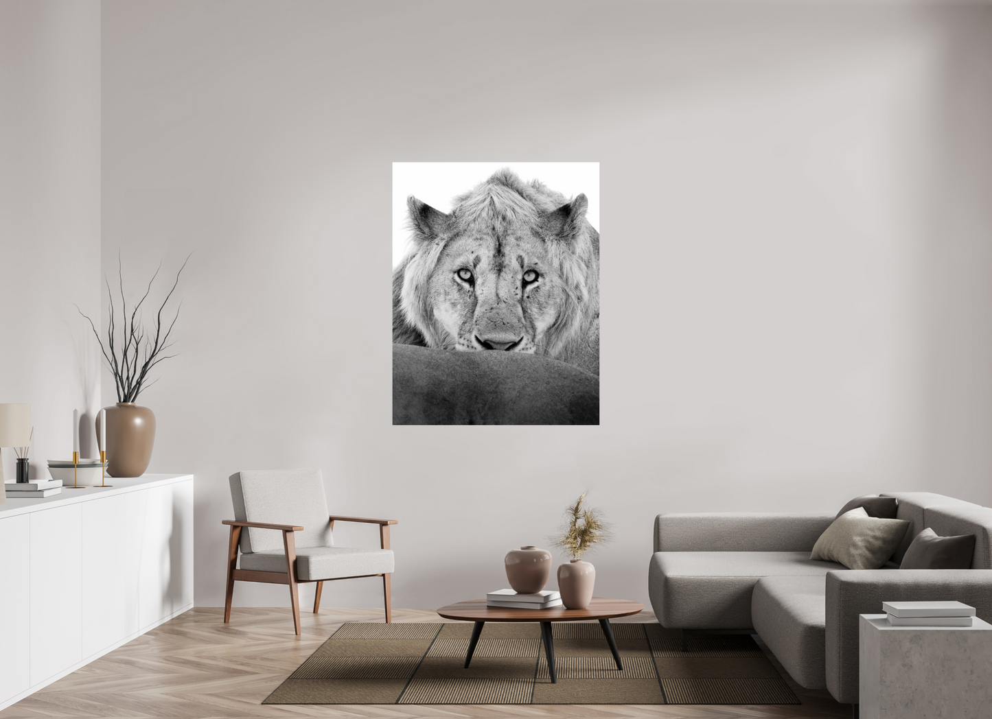 “The Stare” – Black & White Lion Fine Art Print