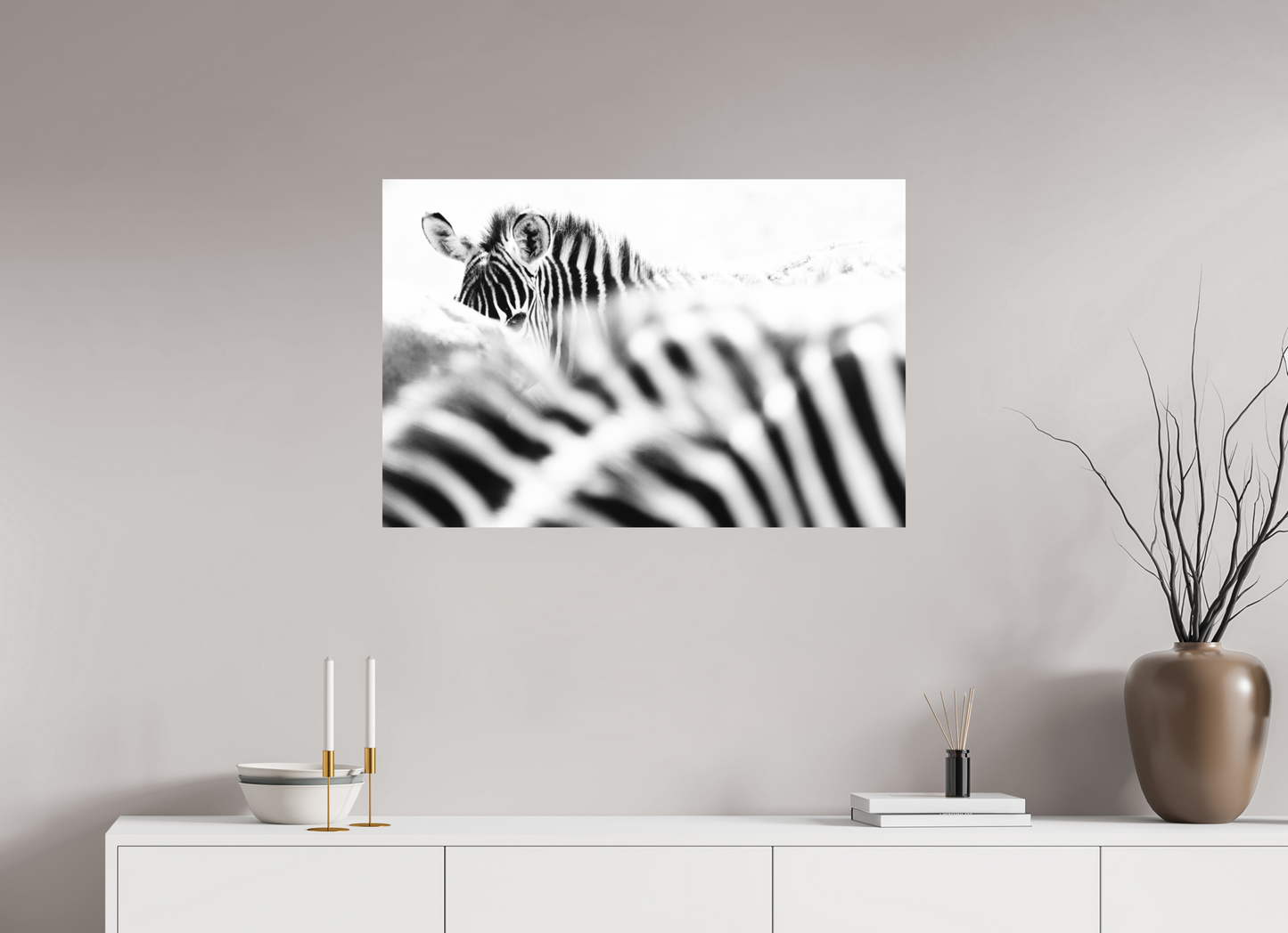 “Hidden in Stripes” – Black & White Zebra Fine Art Print