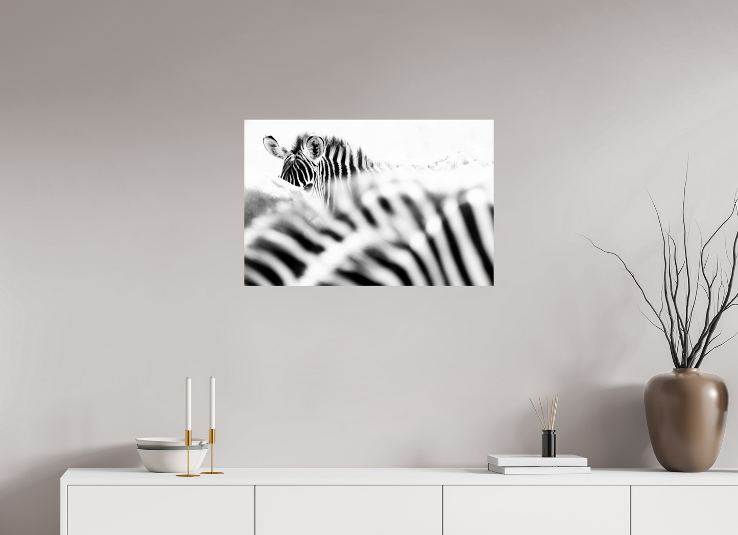 “Hidden in Stripes” – Black & White Zebra Fine Art Print