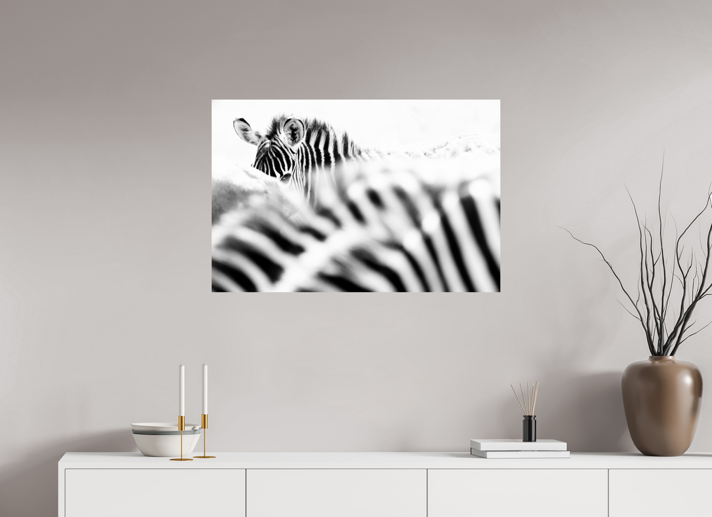 “Hidden in Stripes” – Black & White Zebra Fine Art Print