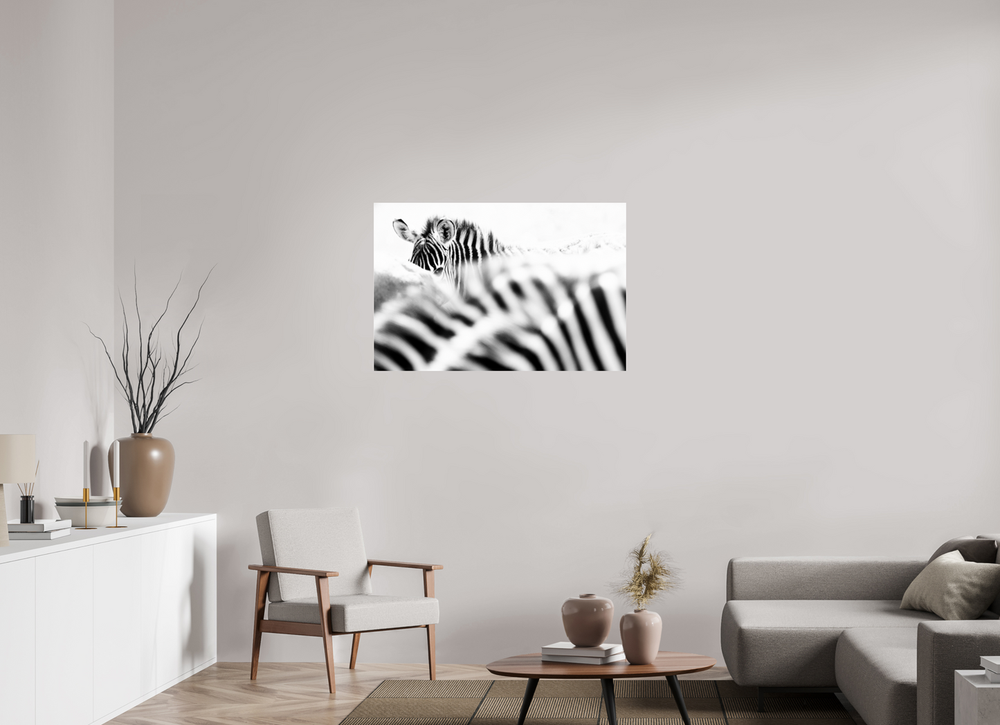 “Hidden in Stripes” – Black & White Zebra Fine Art Print