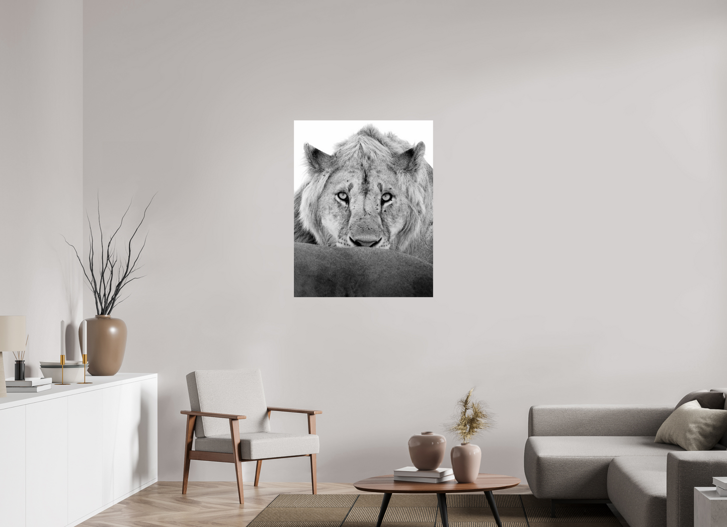 “The Stare” – Black & White Lion Fine Art Print