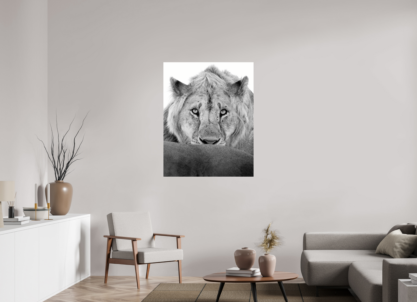 “The Stare” – Black & White Lion Fine Art Print